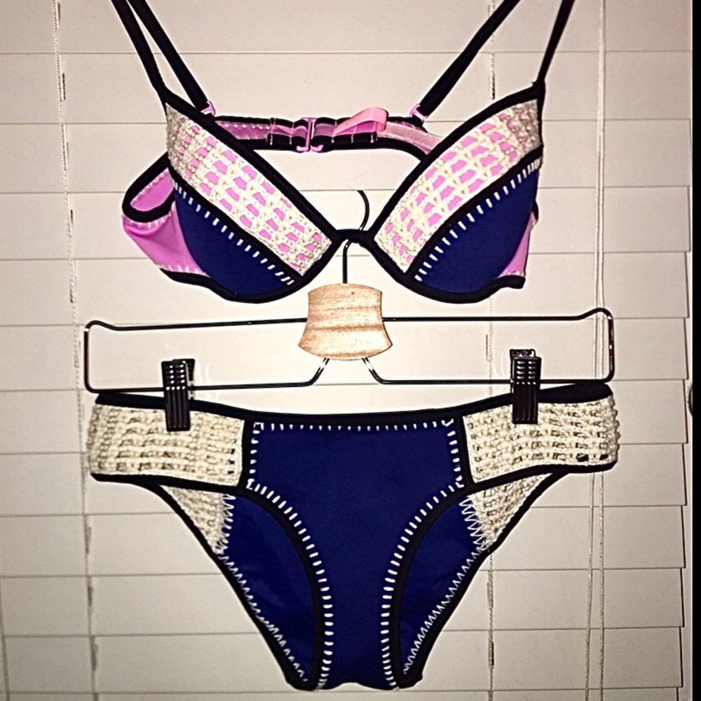 VS crochet neoprene bikini triangl style cobalt